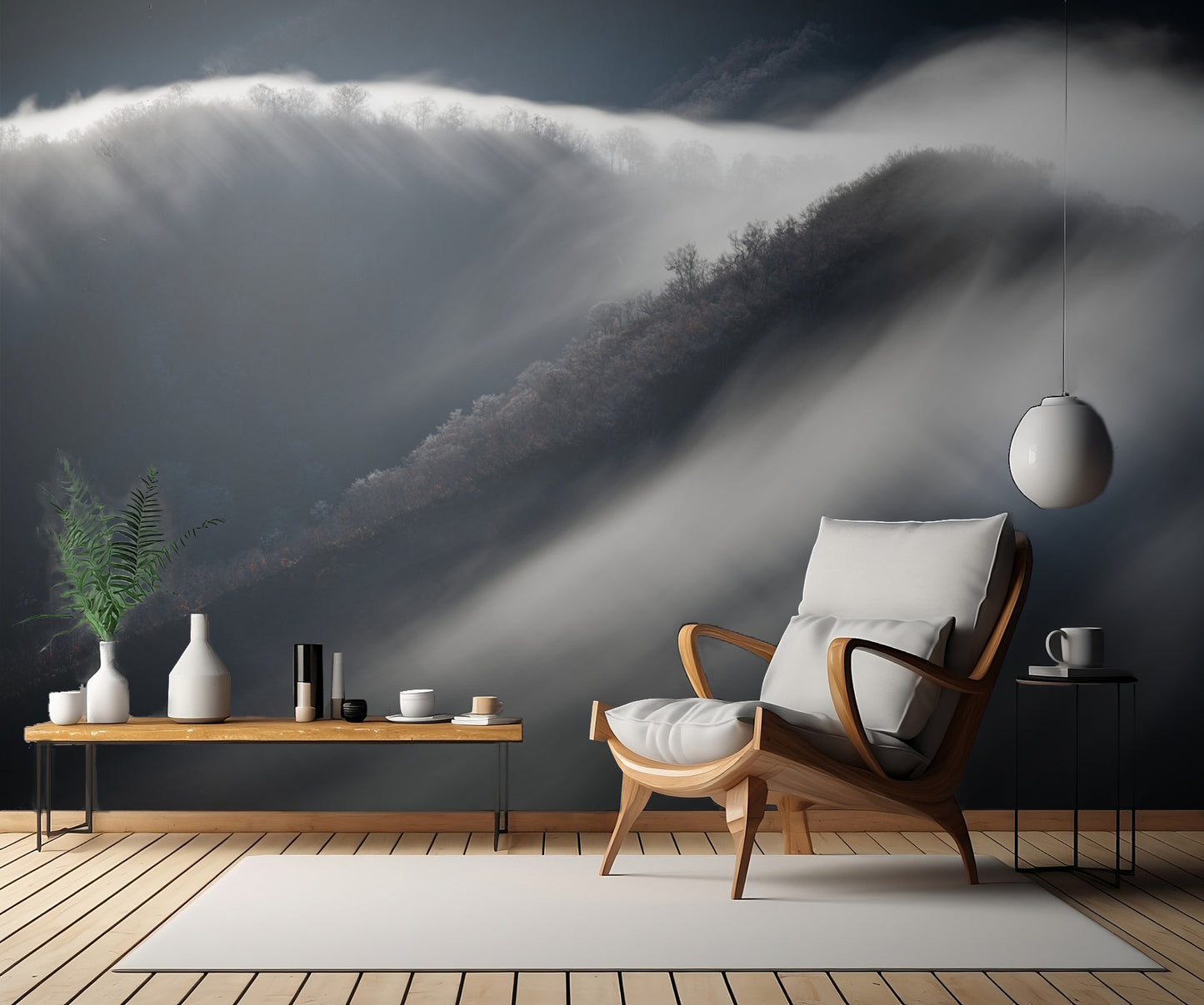 Waterfall clouds and hoarfrost fototapet