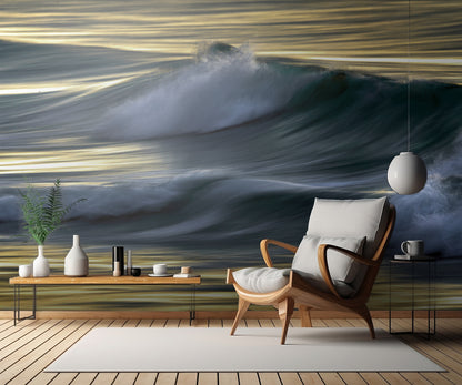 Waves in evening light fototapet