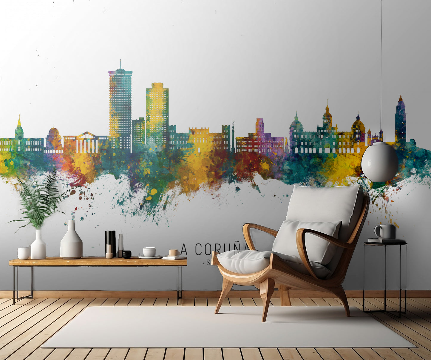 A Coruña Spain Skyline fototapet