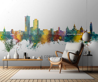 A Coruña Spain Skyline fototapet