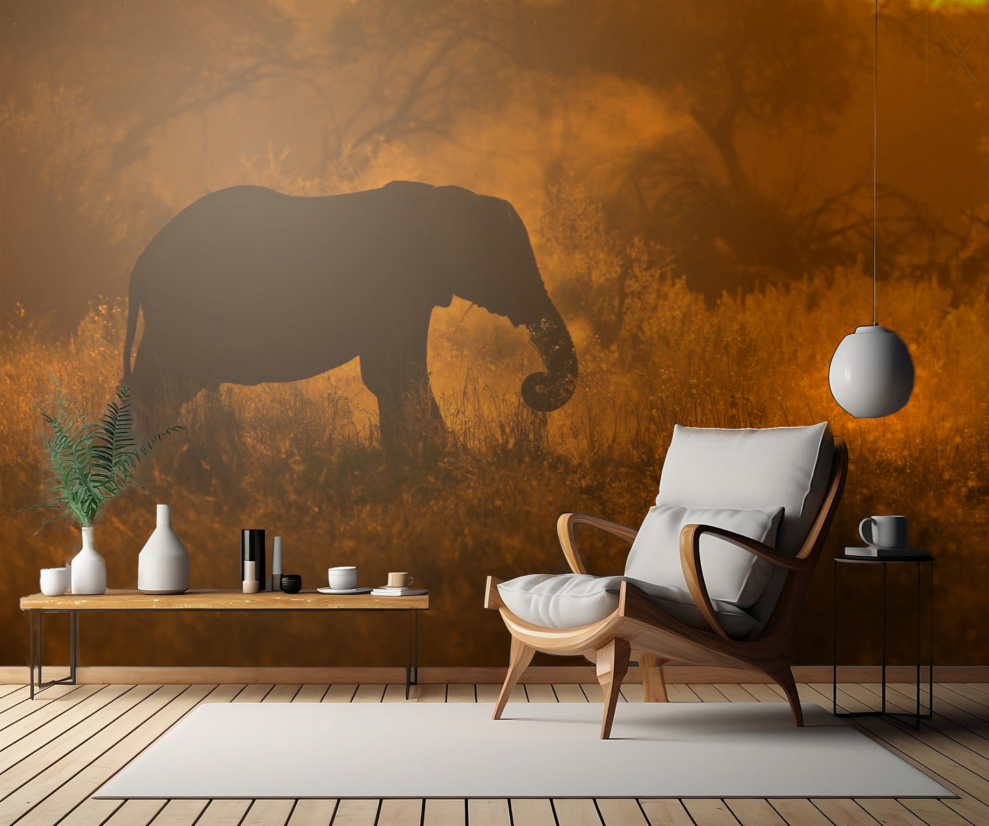 Golden Elephant in Savute fototapet