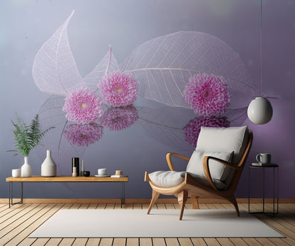 flowers and leaves fototapet