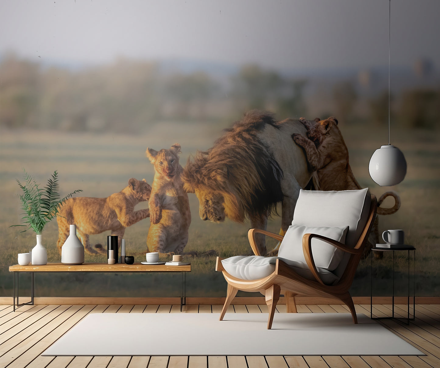 Dad and kids fototapet