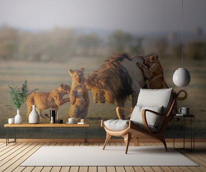 Dad and kids fototapet