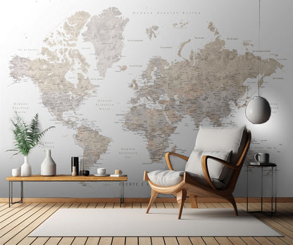 Wanderlust world map in spanish fototapet