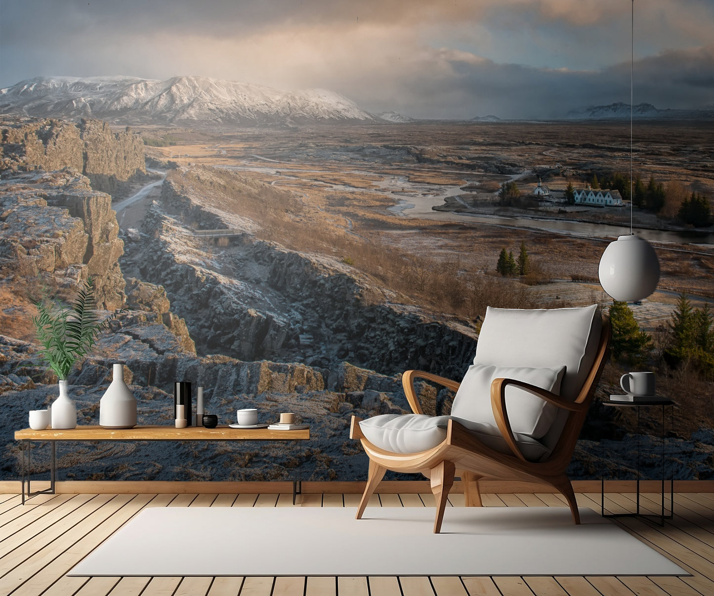 Almannagjá separate Europe and America fototapet