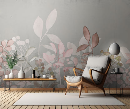 Watercolor Pastel Garden Pink fototapet