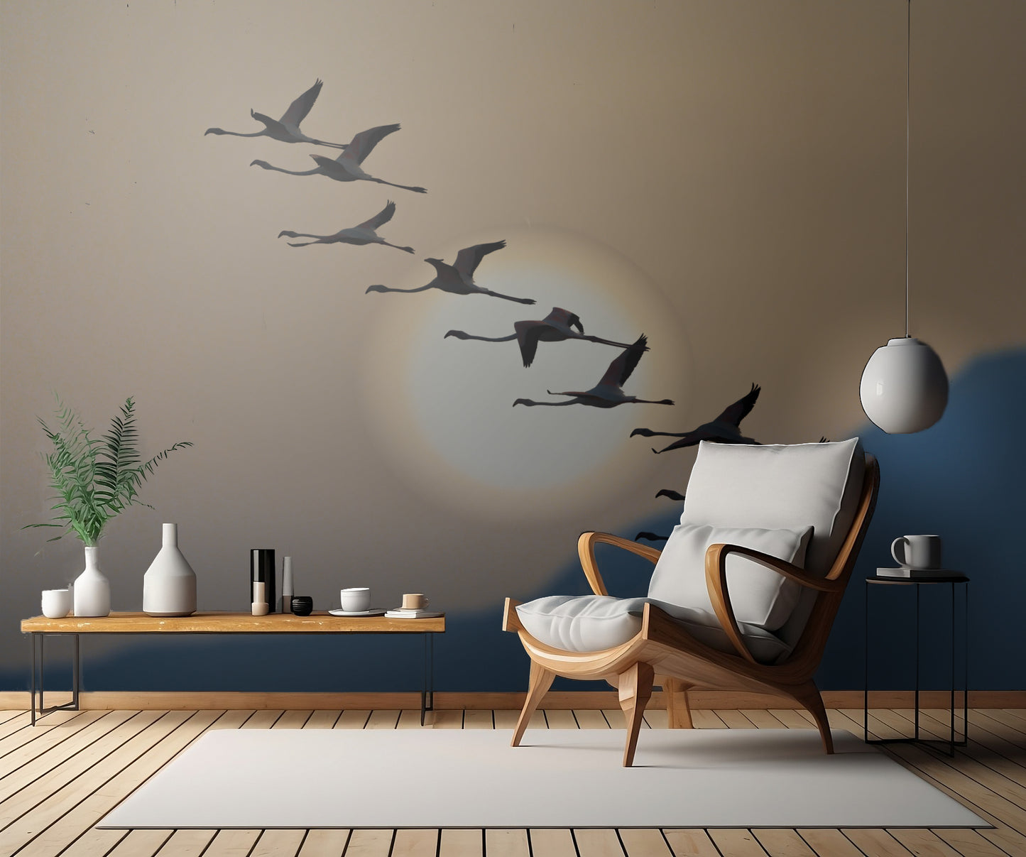 Flamingos at sunrise fototapet