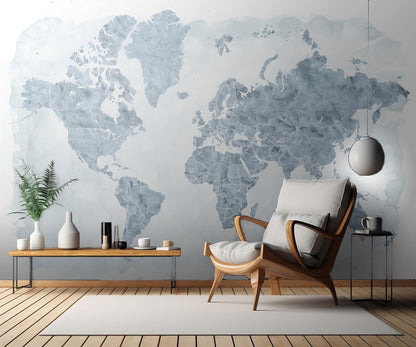World map with outlined countries, Jacq fototapet