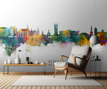 Vevey Switzerland Skyline fototapet