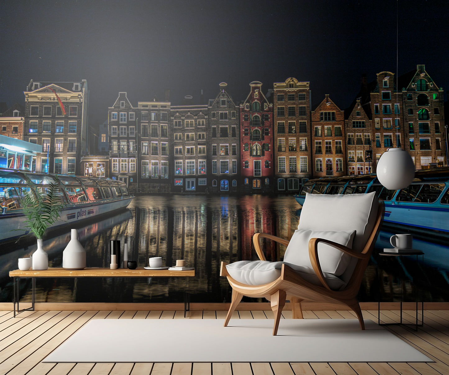 "Dancing Houses" on the Damrak Canal in Amsterdam fototapet
