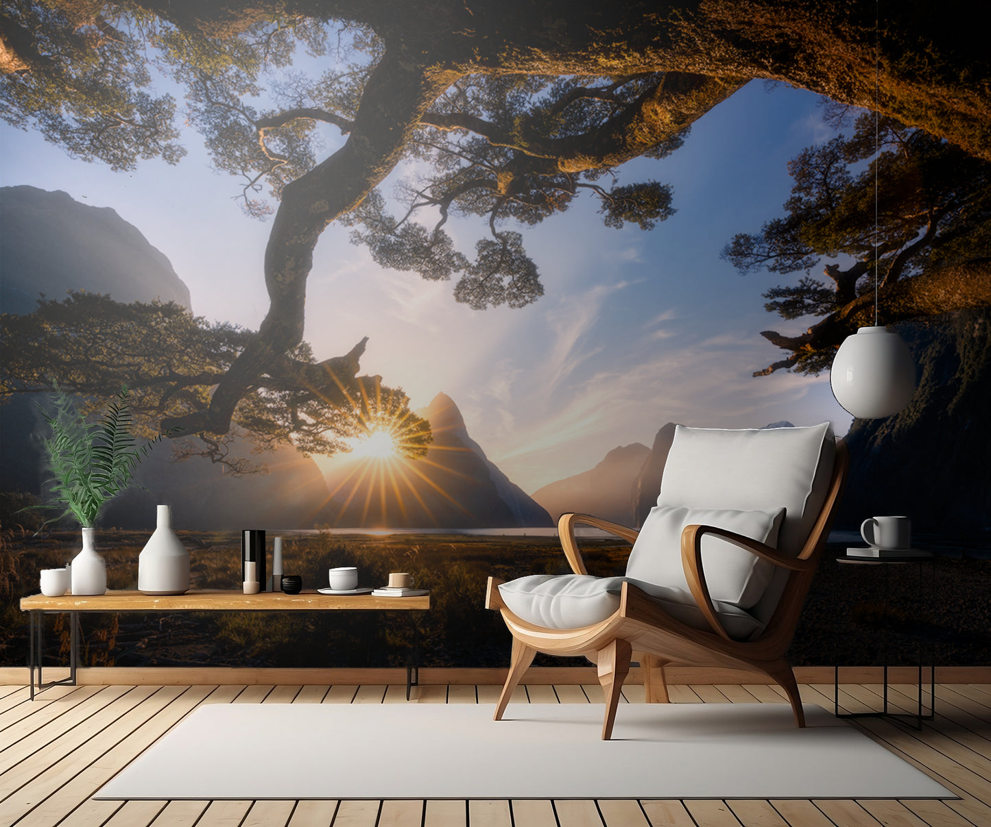 Sunny Day in Milford Sound fototapet