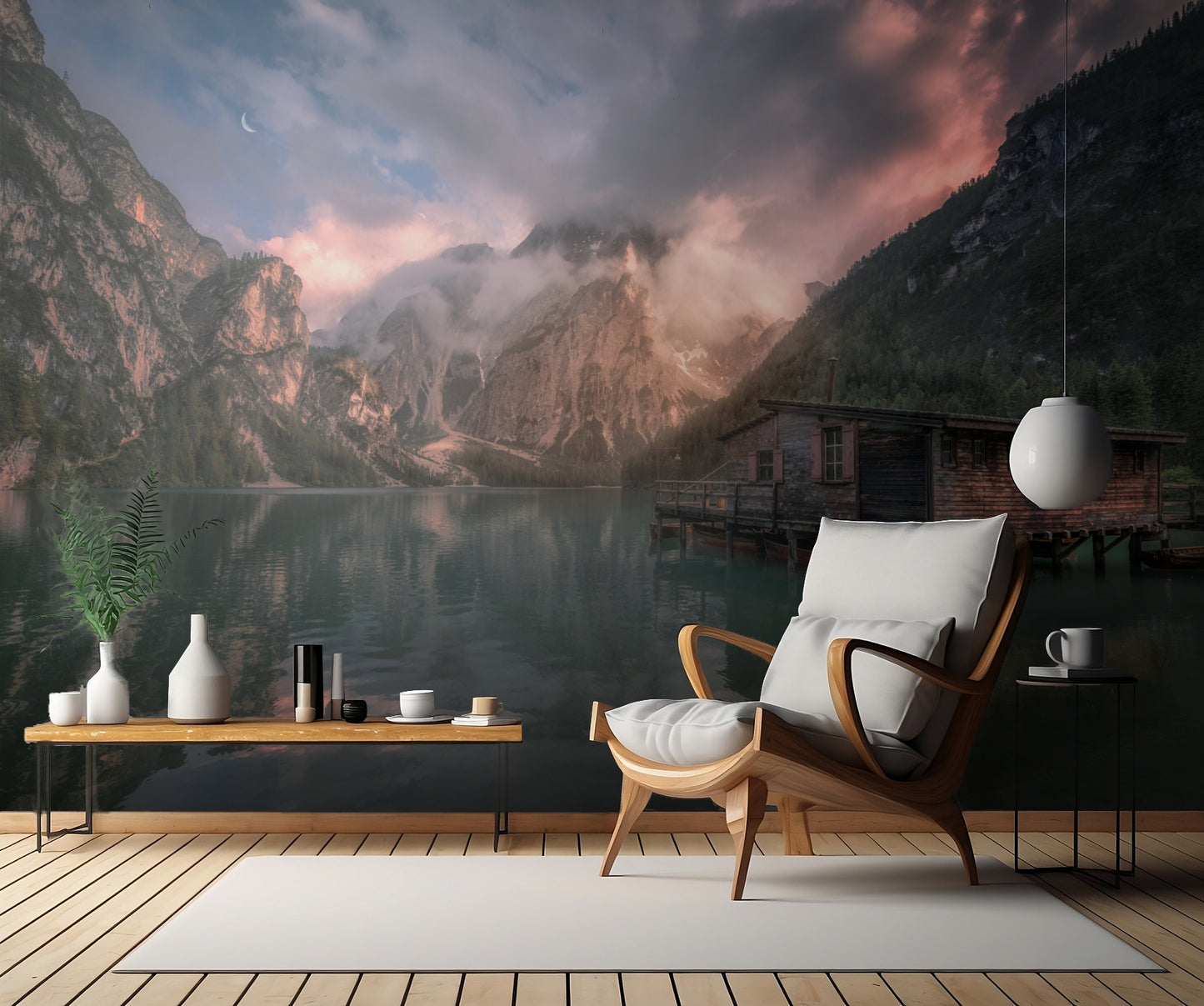 Lago di Braies, Dolomites fototapet