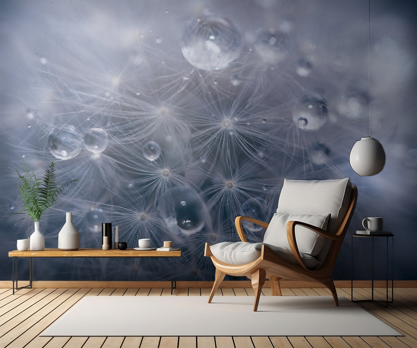 Water droplets in dandelion fototapet