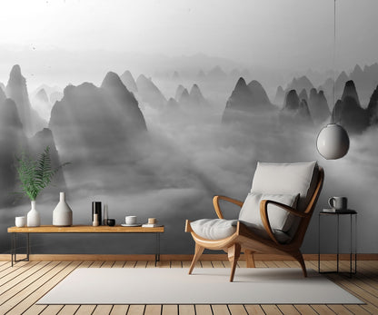 Yangshuo morning fog fototapet