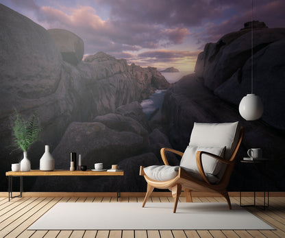 amanecer en acantilados de papel fototapet