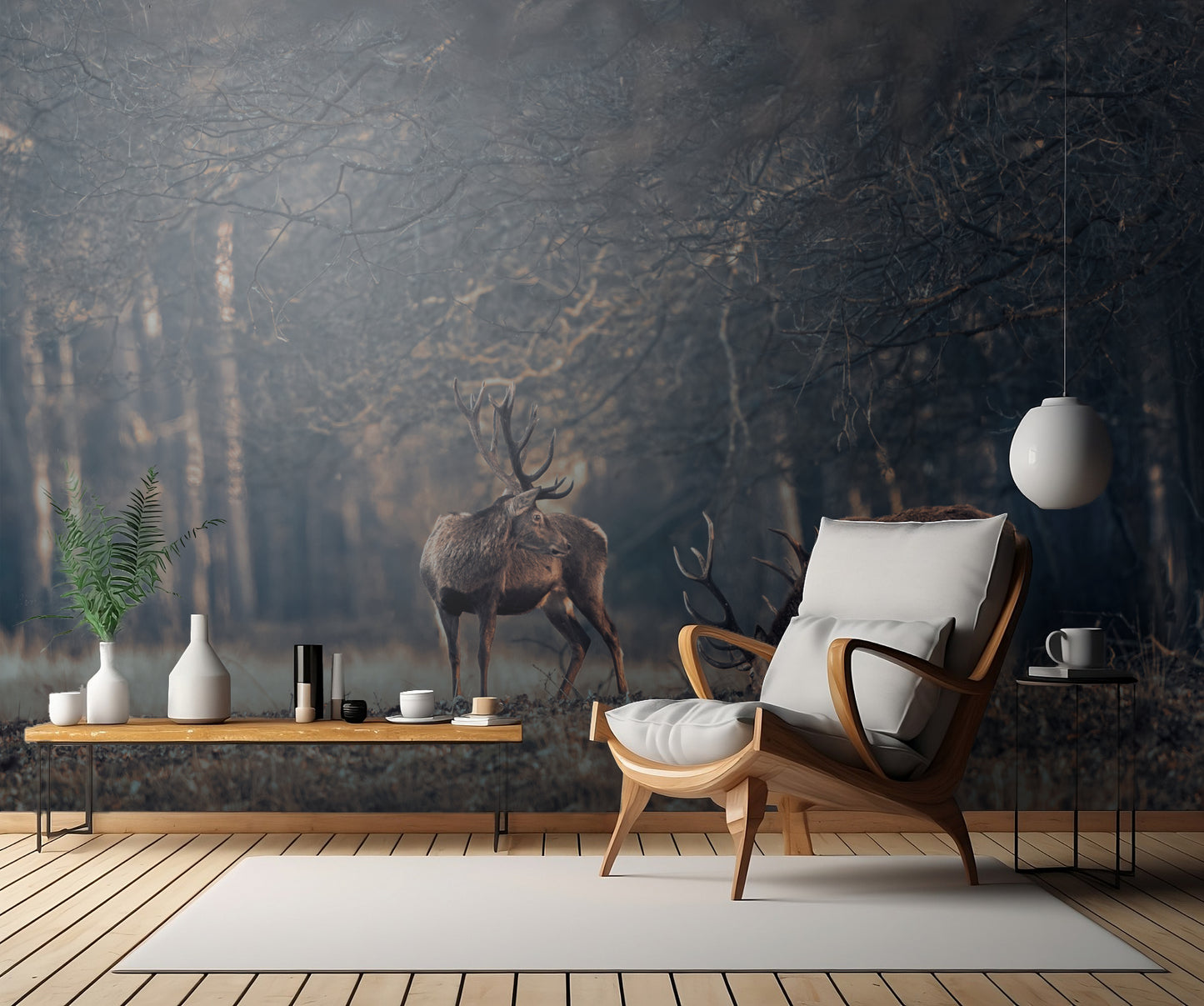 Antlers grazing together fototapet