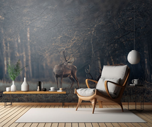 Antlers grazing together fototapet