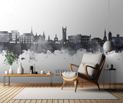 Vevey Switzerland Skyline fototapet