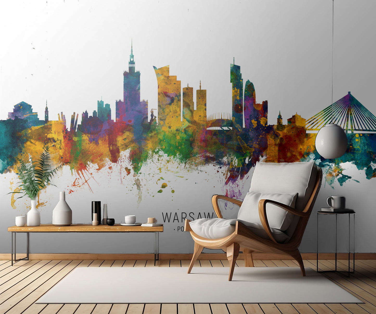 Warsaw Poland Skyline fototapet