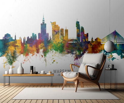 Warsaw Poland Skyline fototapet